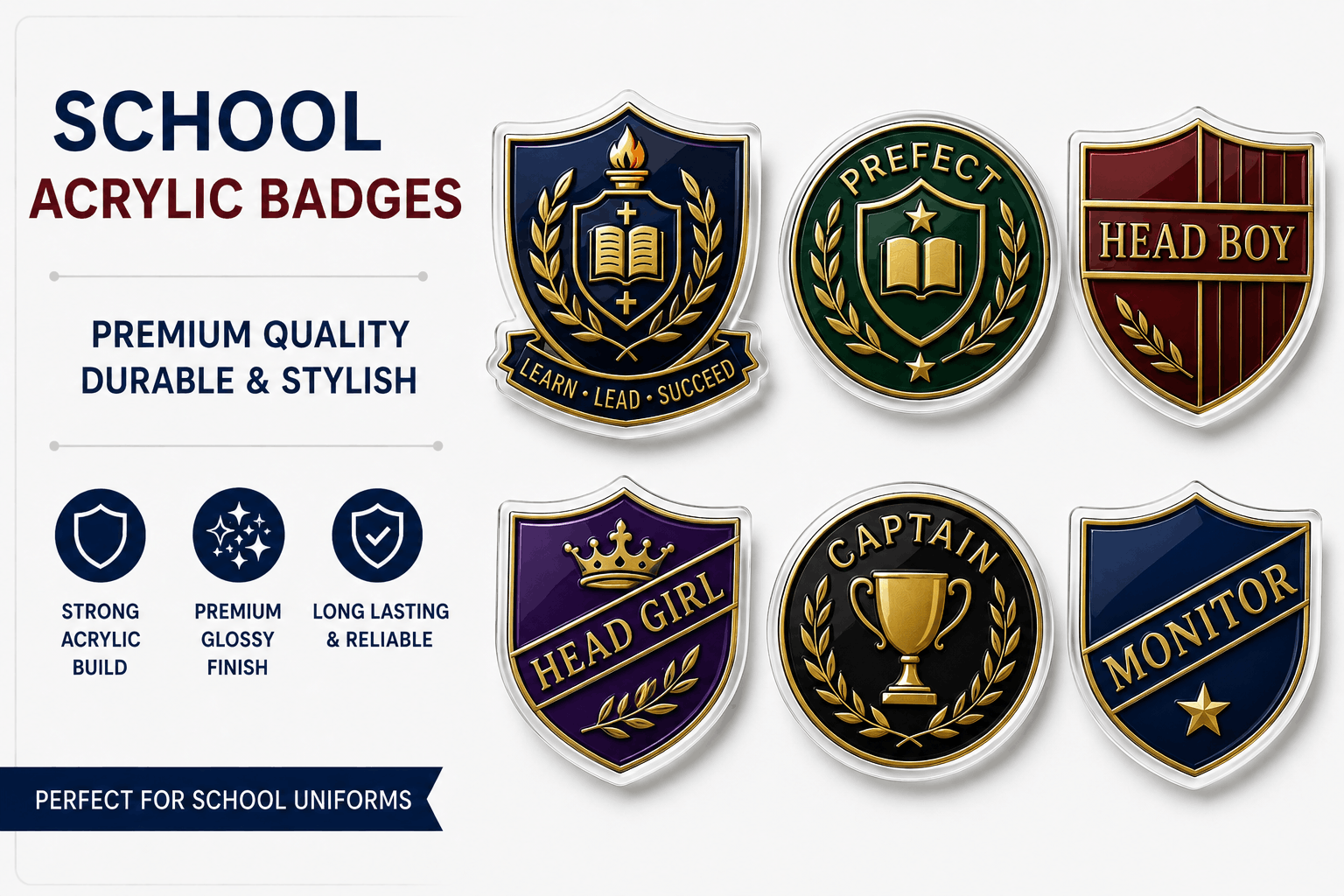 School Acrylic Badges
