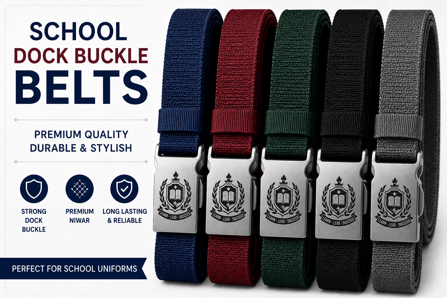 School Brass Buckle Belts