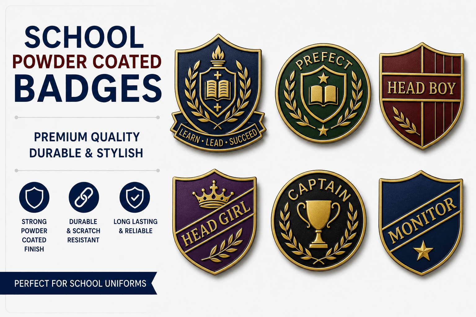 School Powder Coated Badges