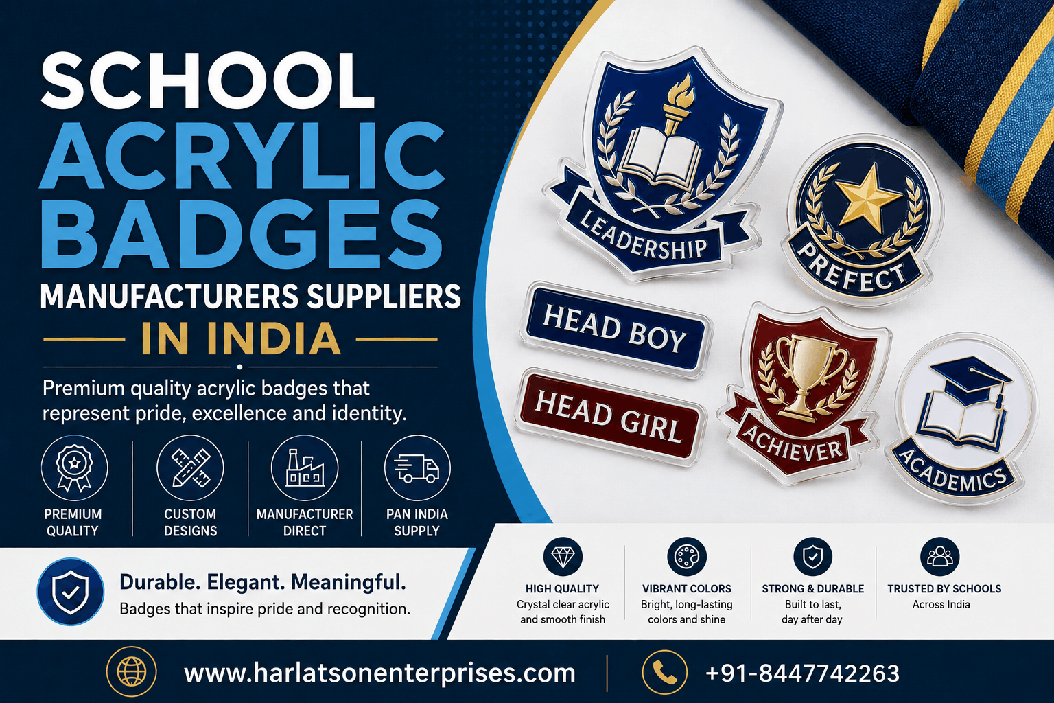 School Acrylic Badges Manufacturer Supplier in India