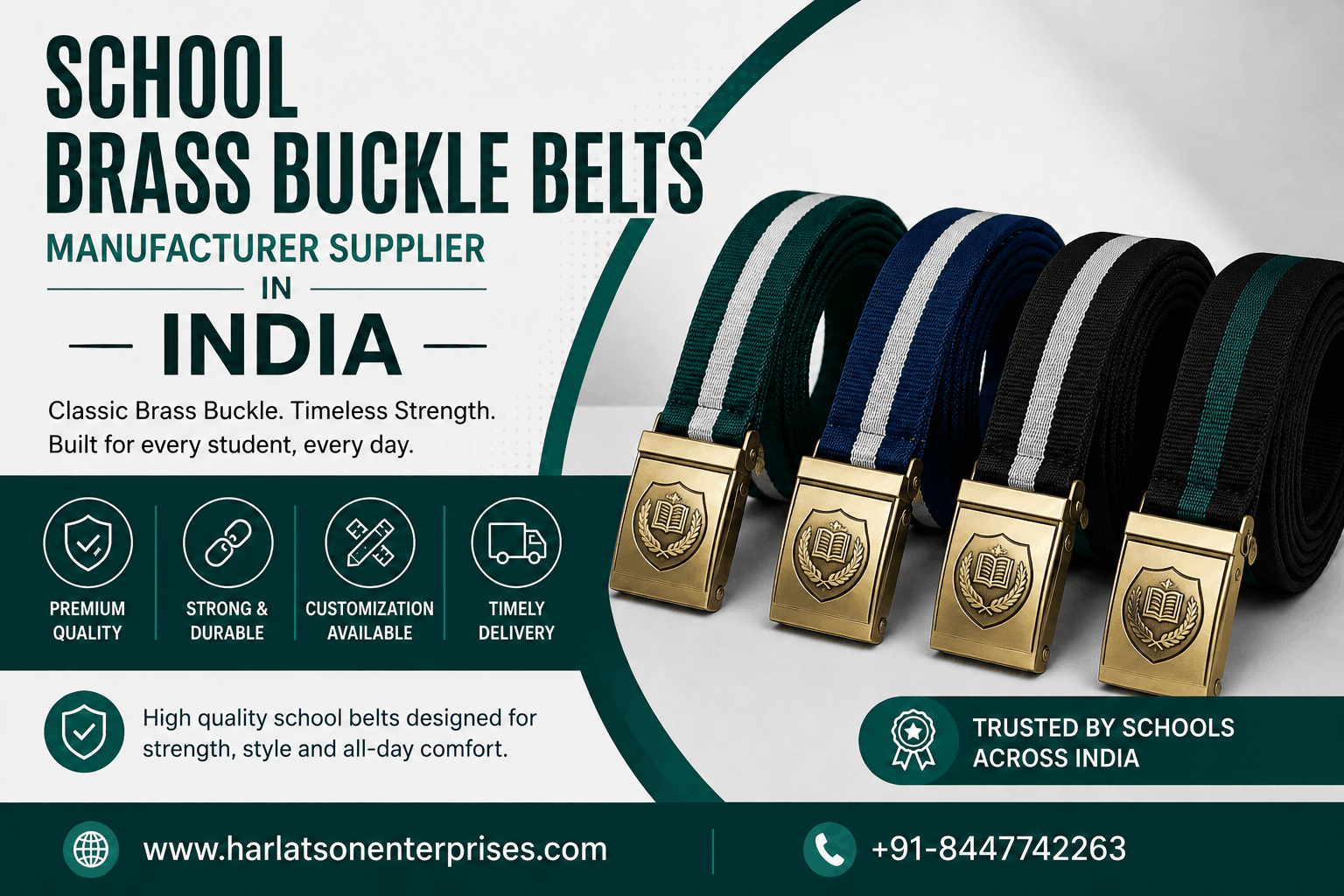 School Brass Buckle Belts Manufacturer Supplier in India