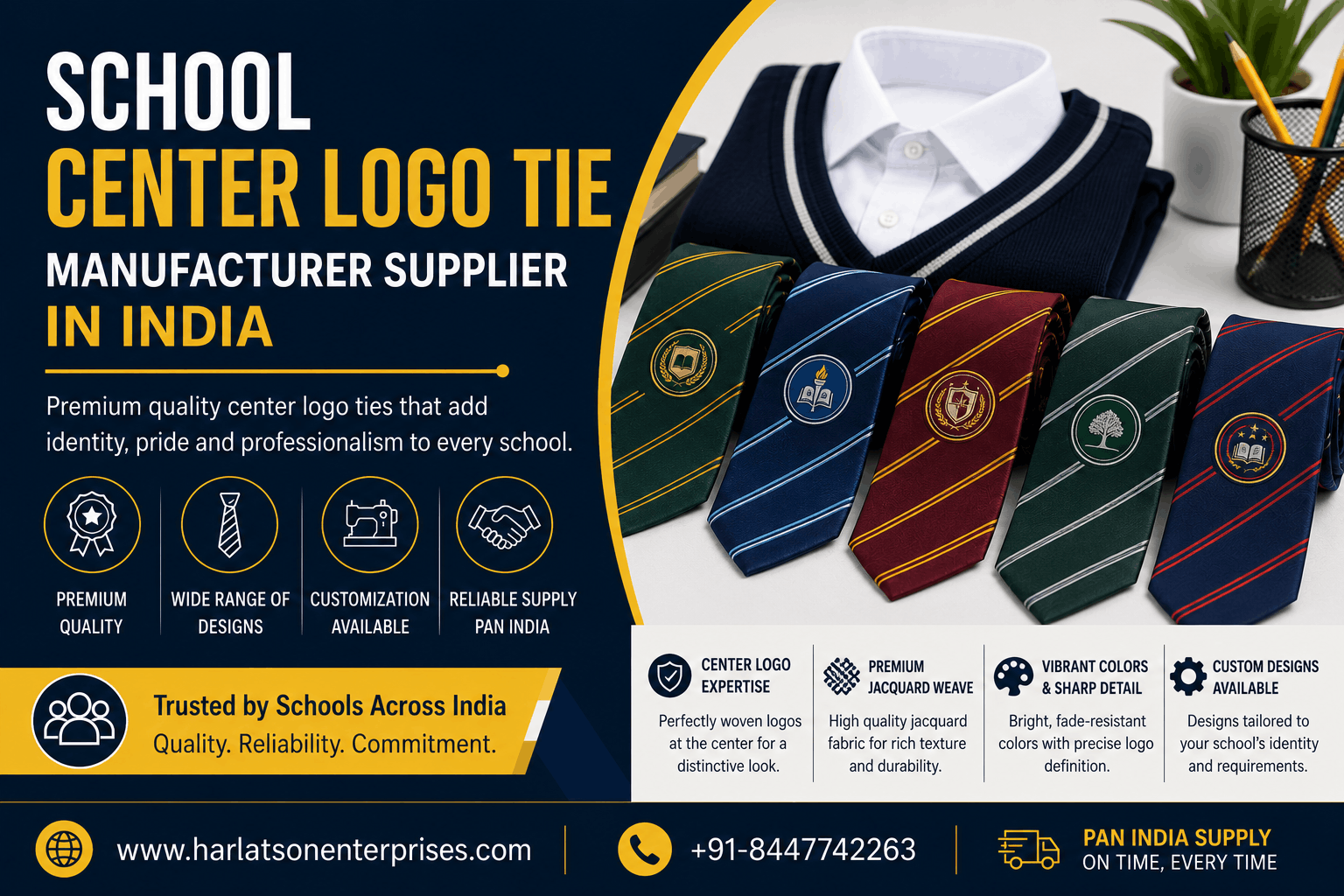 School Center Logo Tie Manufacturer Supplier in India