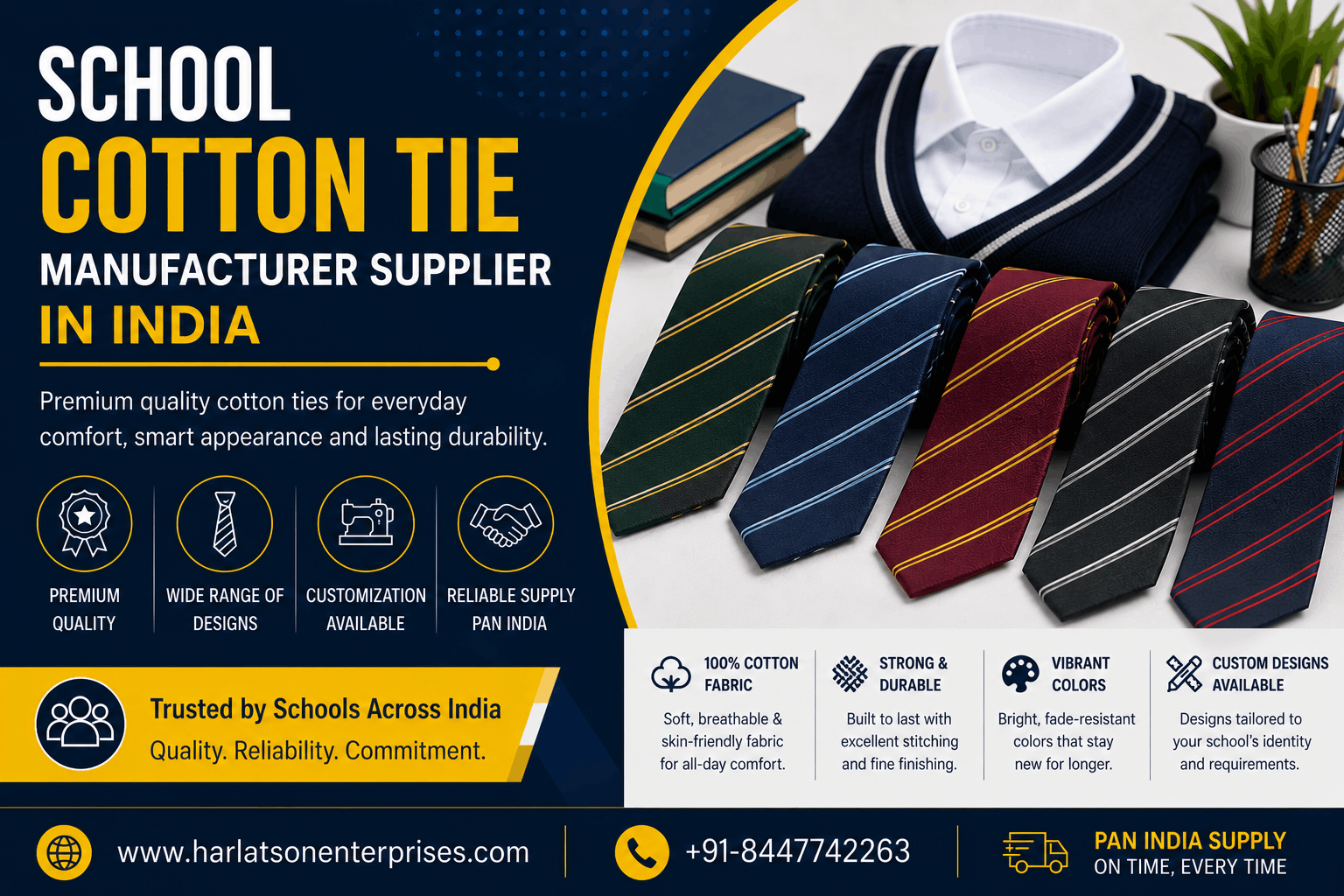 School Cotton Tie Manufacturer Supplier in India