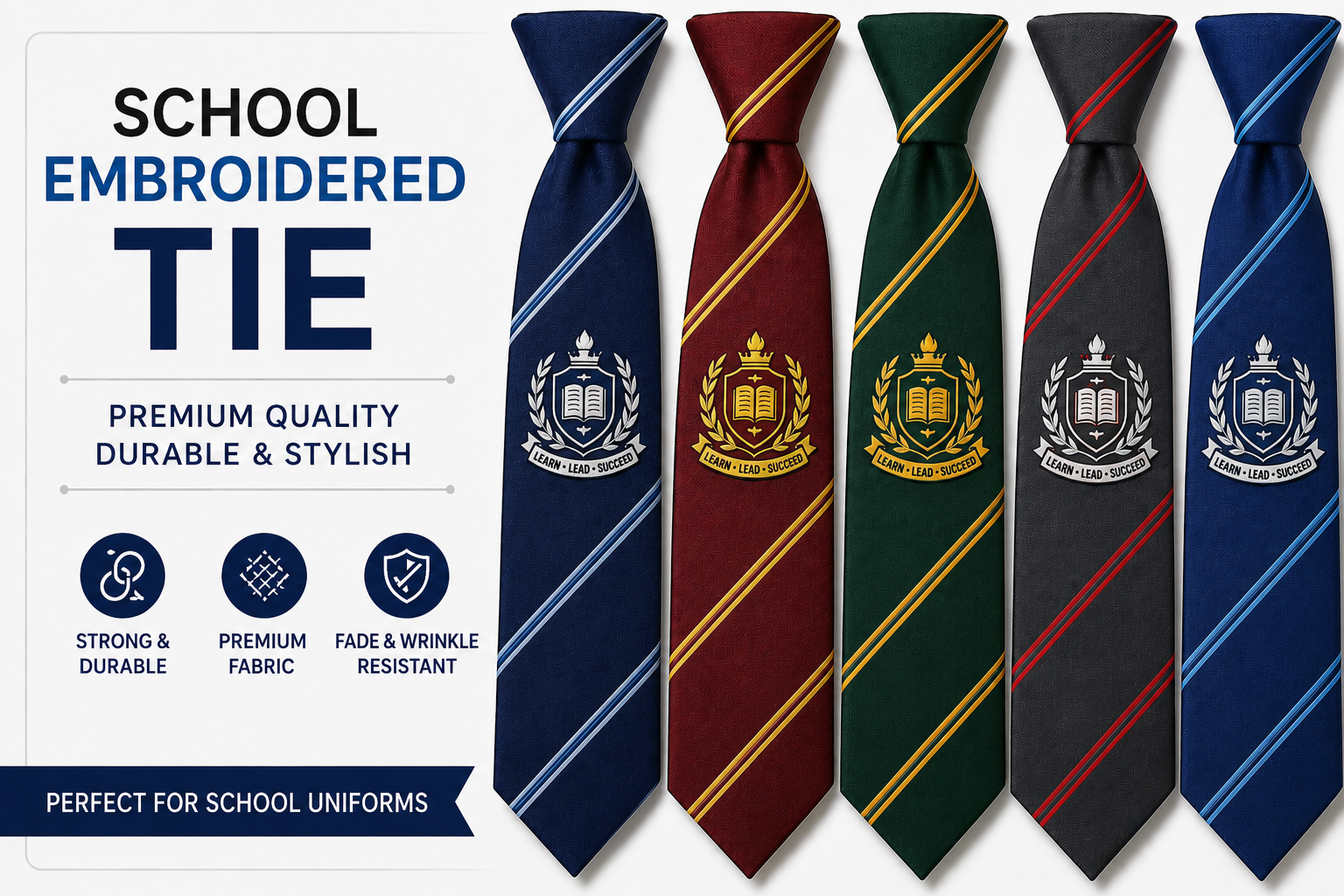 School Embroidered Tie