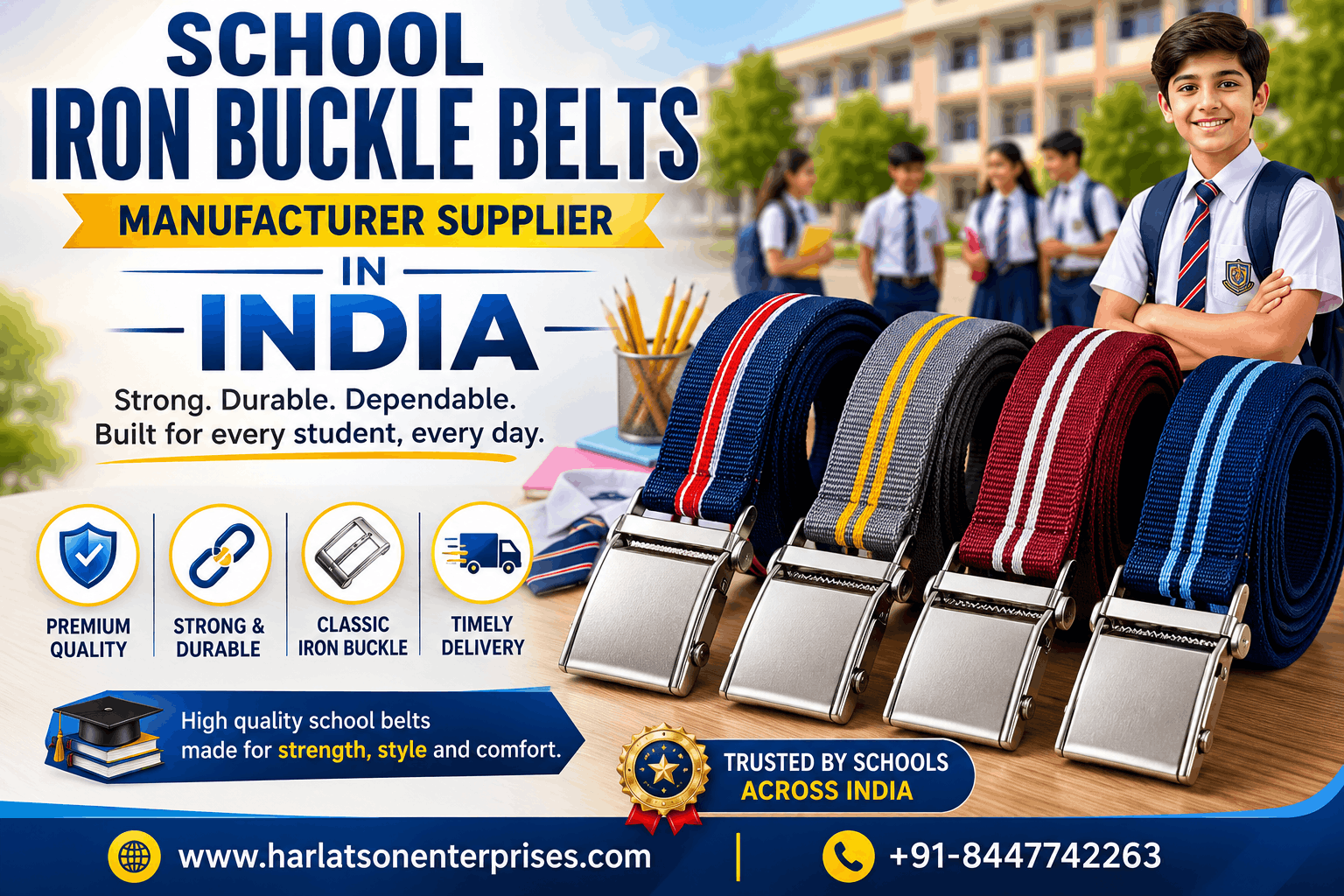 School Iron Buckle Belts Manufacturer Supplier in India