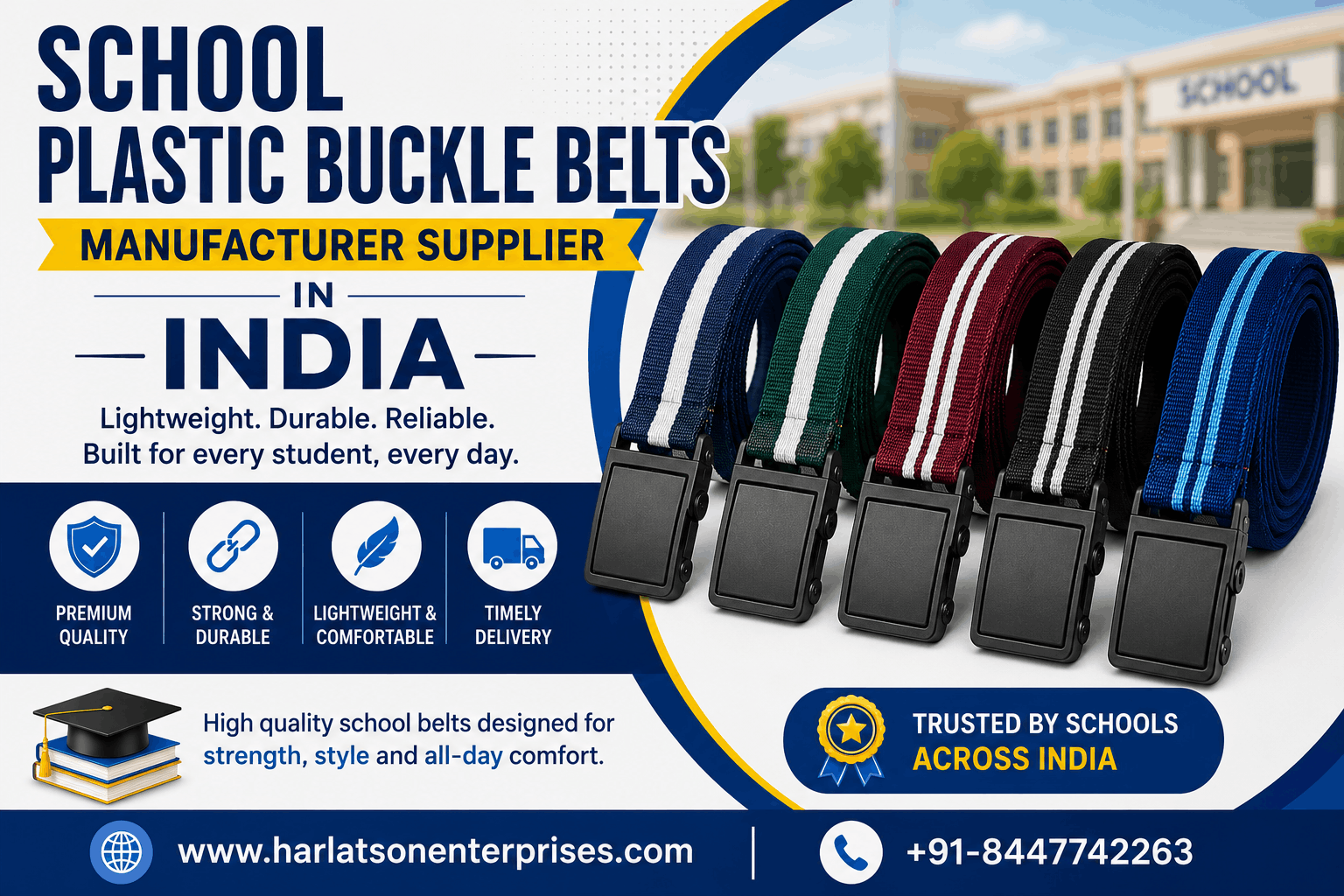 School Plastic Buckle Belts Manufacturer Supplier in India