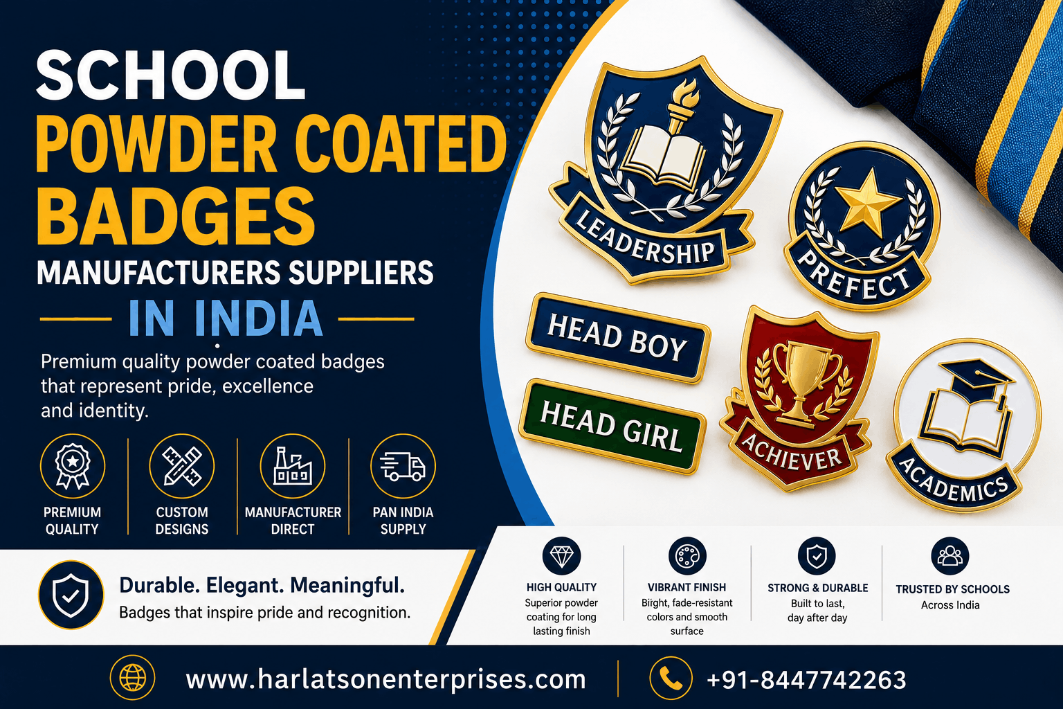 School Powder Coated Badges Manufacturer Supplier in India
