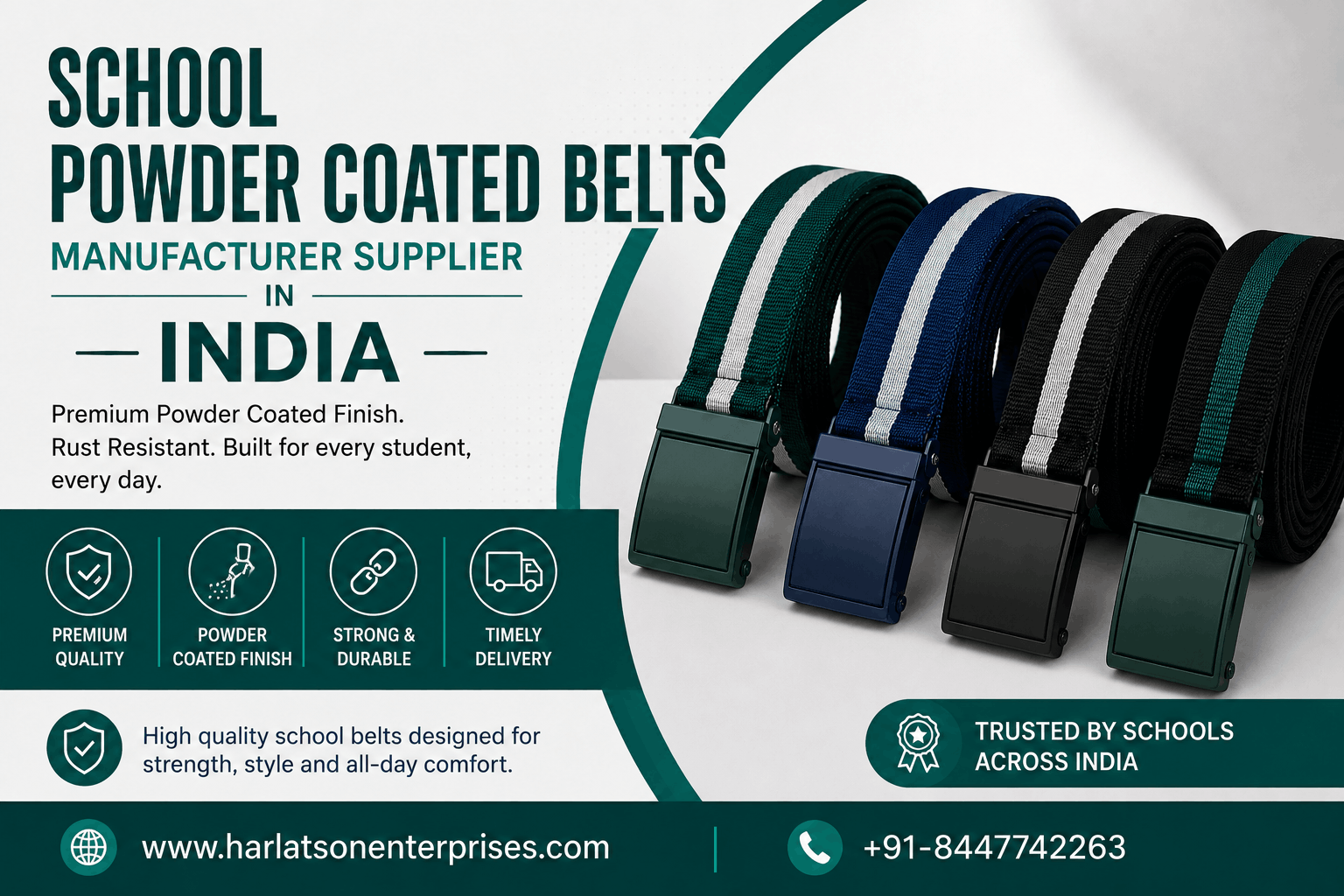 School Powder Coated Belts Manufacturer Supplier in India