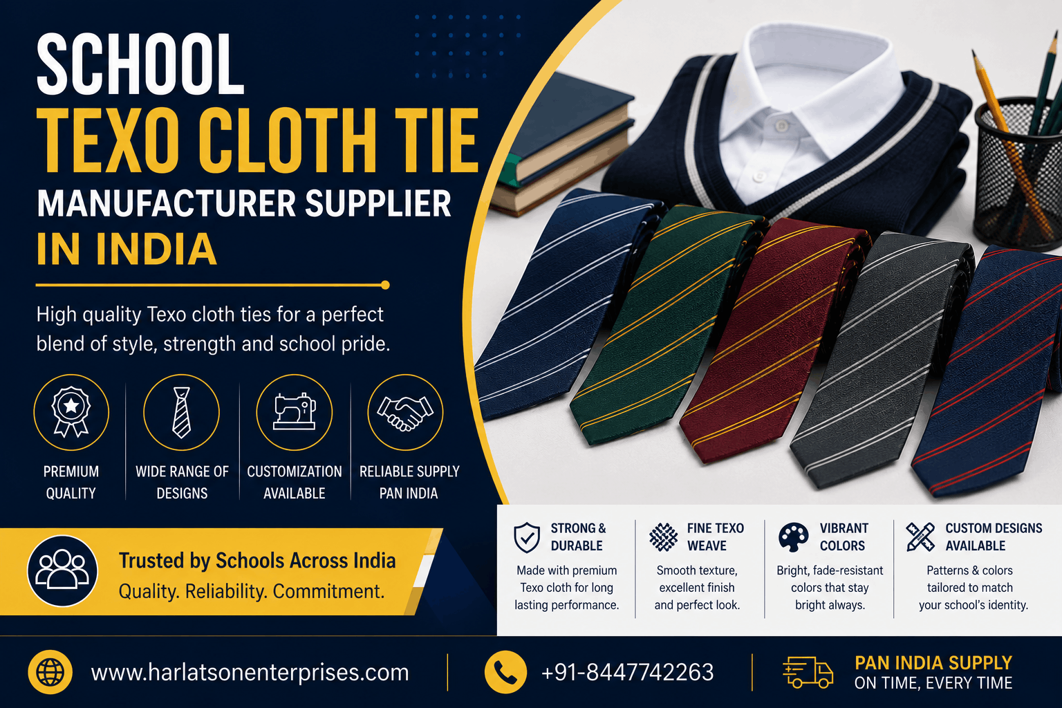 School Texo Cloth Tie Manufacturer Supplier in India