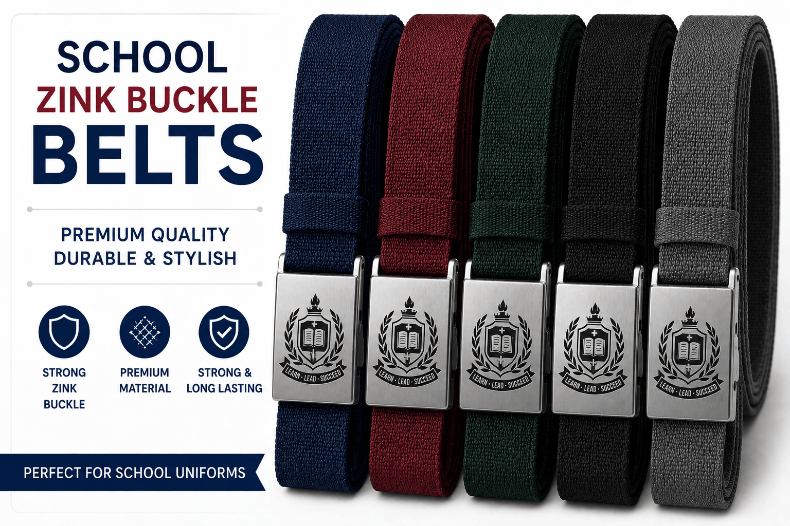 School Zink Buckle Belts
